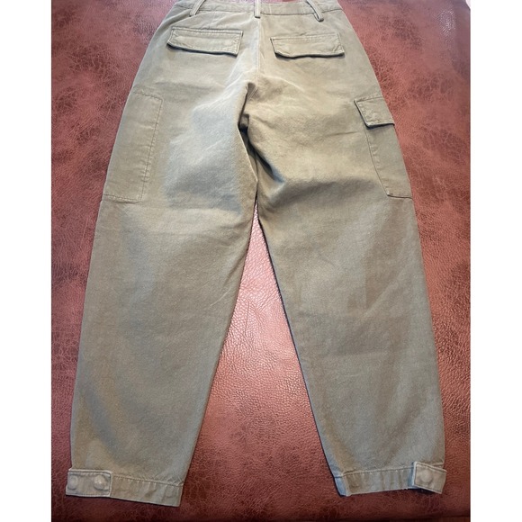Etica Ren Olive Green Cargo Pants Women Size 25 Cotton Utility‎ Zipper Pockets - Picture 6 of 6